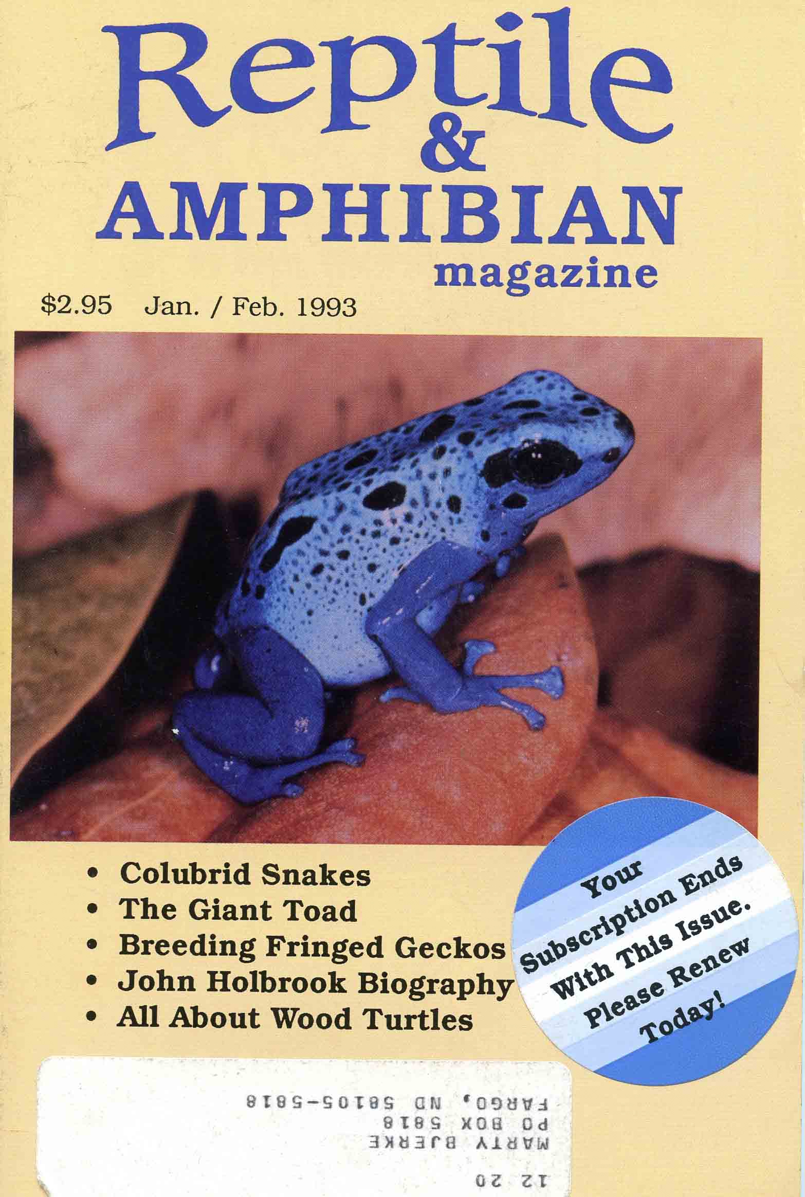 Reptile & Amphibian Magazine, Jan. / Feb. 1993